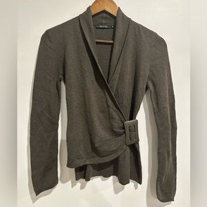 NIC + ZOE Y2K Wrap Front Cotton Blend Buckle Bohemian Sweater Size M